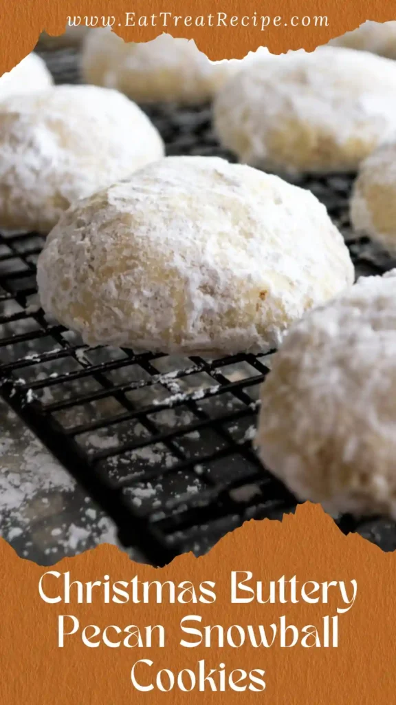 Christmas pecan snowball cookies on white marble
