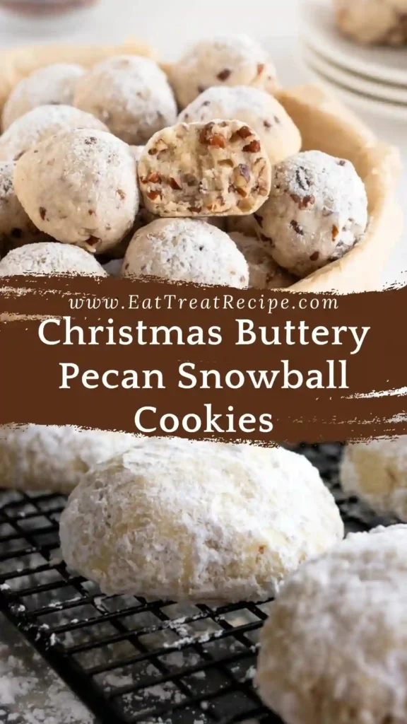 Christmas pecan snowball cookies on white marble