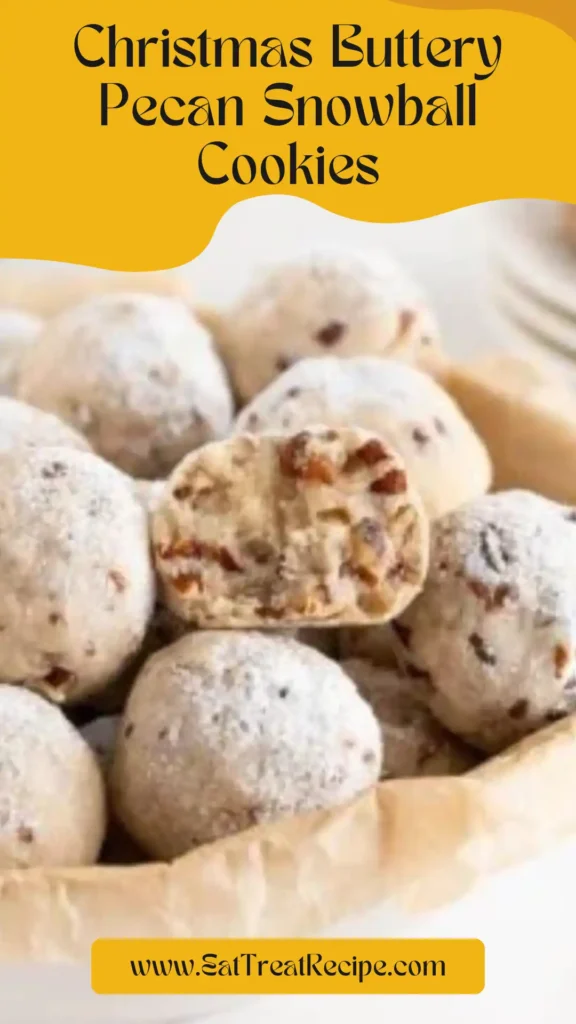 Christmas pecan snowball cookies on white marble